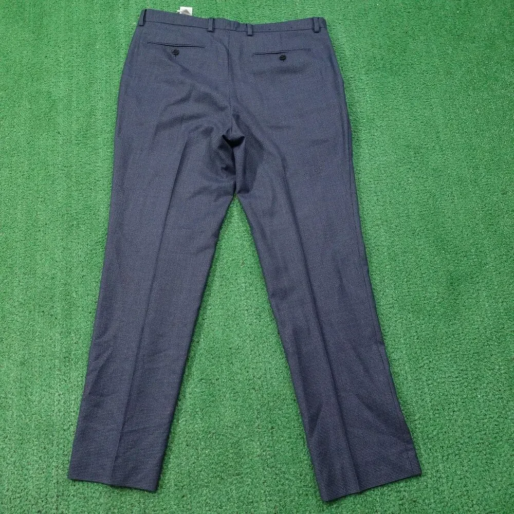 Banana Republic Pants Mens 33X32 Blue‎ Slim Fit Wool Blend Dress Slacks Checked